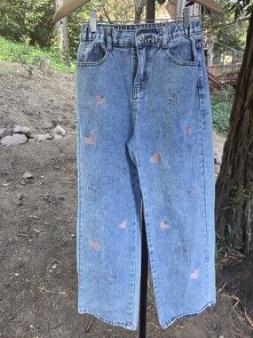 Shein Teen Girls Size 16 Heart Straiht Leg Jeans